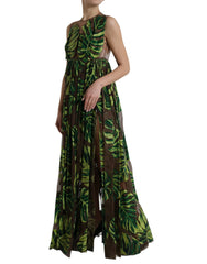 Dolce & Gabbana Maxikleid Ärmellos Grüne Bananenblätter