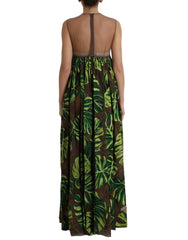 Dolce & Gabbana Maxikleid Ärmellos Grüne Bananenblätter