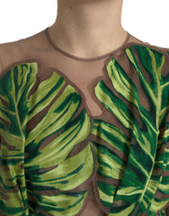 Dolce & Gabbana Maxikleid Ärmellos Grüne Bananenblätter