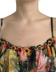 Dolce & Gabbana Maxikleid aus mehrfarbiger floraler Chiffon-Stufenoptik