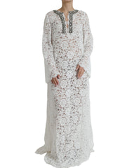 Dolce & Gabbana weißes Spitzen-Shiftkleid mit Kristallverzierung