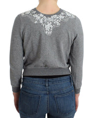Ermanno Scervino Lingerie Grauer Spitzenpullover Cardigan Top