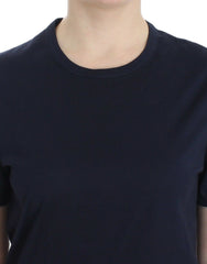 Ermanno Scervino Lingerie Blaues Rundhals-T-Shirt aus Baumwolle mit Logo