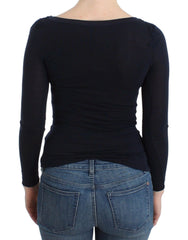 Ermanno Scervino Lingerie Blaues Oberteil Bluse Pullover Spitze Viskose