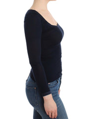 Ermanno Scervino Lingerie Blaues Oberteil Bluse Pullover Spitze Viskose