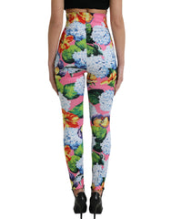 Dolce & Gabbana Mehrfarbige Leggingshose mit hohem Bund und Blumenmuster