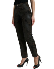 Dolce & Gabbana Braune BOYFRIEND Baumwoll-Jeans mit mittlerer Bundhöhe