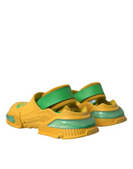 Dolce & Gabbana Gelb Grüne Gummi Clogs Herren Hausschuhe Herrenschuhe