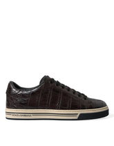 Dolce & Gabbana Braune Krokodil Exotisches Leder Herren Sneaker Schuhe