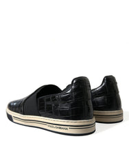 Dolce & Gabbana Schwarze Sneaker aus exotischem Krokodilleder