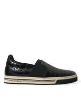Dolce & Gabbana Schwarze Sneaker aus exotischem Krokodilleder
