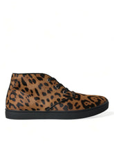Dolce & Gabbana Braune Sneaker aus Leopardenfell und Leder