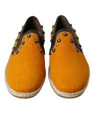 Dolce & Gabbana Oranje Linnen Leren Loafers met Studs