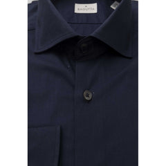 Bagutta Blue Cotton Men Shirt Slim Fit With French Collar