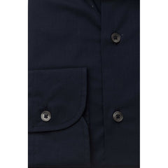 Bagutta Blue Cotton Men Shirt Slim Fit With French Collar