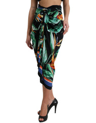 Dolce & Gabbana Schwarzer Strelitzia Wickelrock mit hoher Taille