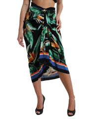 Dolce & Gabbana Schwarzer Strelitzia Wickelrock mit hoher Taille