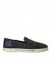 Dolce & Gabbana Blaue Wildleder Caiman Herren Loafer Slipper Schuhe