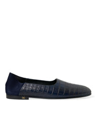 Dolce & Gabbana Blaue Slipper aus Krokodilleder
