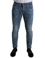 Dolce & Gabbana Blaue Washed Skinny Jeans aus Baumwoll-Stretch-Denim