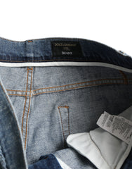 Dolce & Gabbana Blaue Washed Skinny Jeans aus Baumwoll-Stretch-Denim