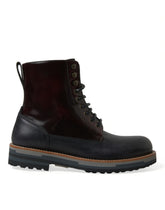 Dolce & Gabbana Schwarze Leder Military Combat Stiefel Schuhe