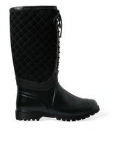 Dolce & Gabbana Schwarze Chioggia Gummistiefel aus Wildleder