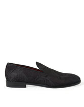 Dolce & Gabbana Schwarze Brokat Herren Slipper Loafer Abendschuhe
