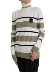 Dolce & Gabbana Pullover aus Wolle mit mehrfarbigen Streifen und Logo
