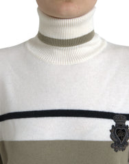 Dolce & Gabbana Pullover aus Wolle mit mehrfarbigen Streifen und Logo