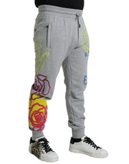 Dolce & Gabbana Graue Baumwoll-Graffiti-Jogginghose