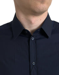Dolce & Gabbana Navy Slim Fit Formales GOLD Hemd