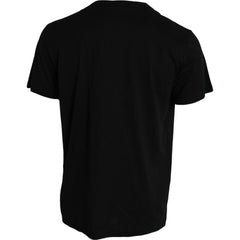 Dolce & Gabbana Schwarzes T-Shirt mit kurzen Ärmeln und silberner Kette