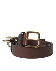 Dolce & Gabbana Brauner Kalbsleder-Gürtel mit goldener Metallschnalle