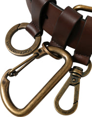 Dolce & Gabbana Brauner Kalbsleder-Gürtel mit goldener Metallschnalle