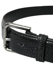 Dolce & Gabbana Gürtel aus schwarzem exotischem Leder mit Metallschnalle in Silber