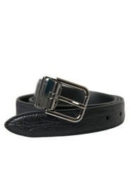 Dolce & Gabbana Schwarzer Ledergürtel mit silberner Metallschnalle
