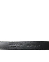 Dolce & Gabbana Schwarzer Ledergürtel mit silberner Metallschnalle