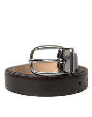 Dolce & Gabbana Dunkelbrauner Ledergürtel mit silberner Metallschnalle