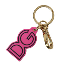 Dolce & Gabbana Pink Gummi Goldfarbenes Metall DG Logo Schlüsselanhänger