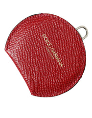 Dolce & Gabbana Runder Logospiegelhalter aus rotem Kalbsleder