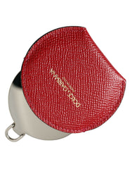 Dolce & Gabbana Runder Logospiegelhalter aus rotem Kalbsleder