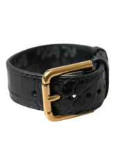 Dolce & Gabbana Armband aus strukturiertem Leder in Schwarz mit goldfarbener Metallschnalle