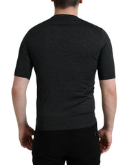 Dolce & Gabbana Dunkelgraues Rundhals-T-Shirt mit kurzen Ärmeln