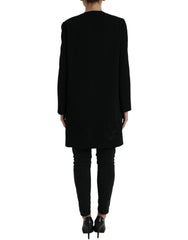 Dolce & Gabbana Schwarze Blumenjacke aus Wolle mit Knopfverzierung