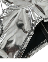 Dolce & Gabbana Silberfarbenes Stretch-Oberteil aus Polyester