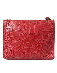 Balenciaga Rote Exotic Skin Leder Classic Pouch Geldbörse Wristlet Tasche