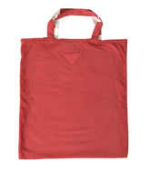 Prada Rote Jersey Stoff Logo Schulter Einkaufstasche