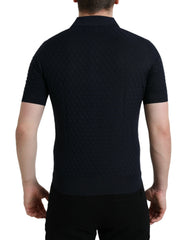 Dolce & Gabbana Dunkelblaues Poloshirt mit Kragen und kurzen Ärmeln
