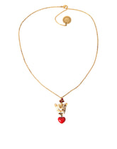 Dolce & Gabbana Goldene Messingkette Hund Herz Anhänger Halskette